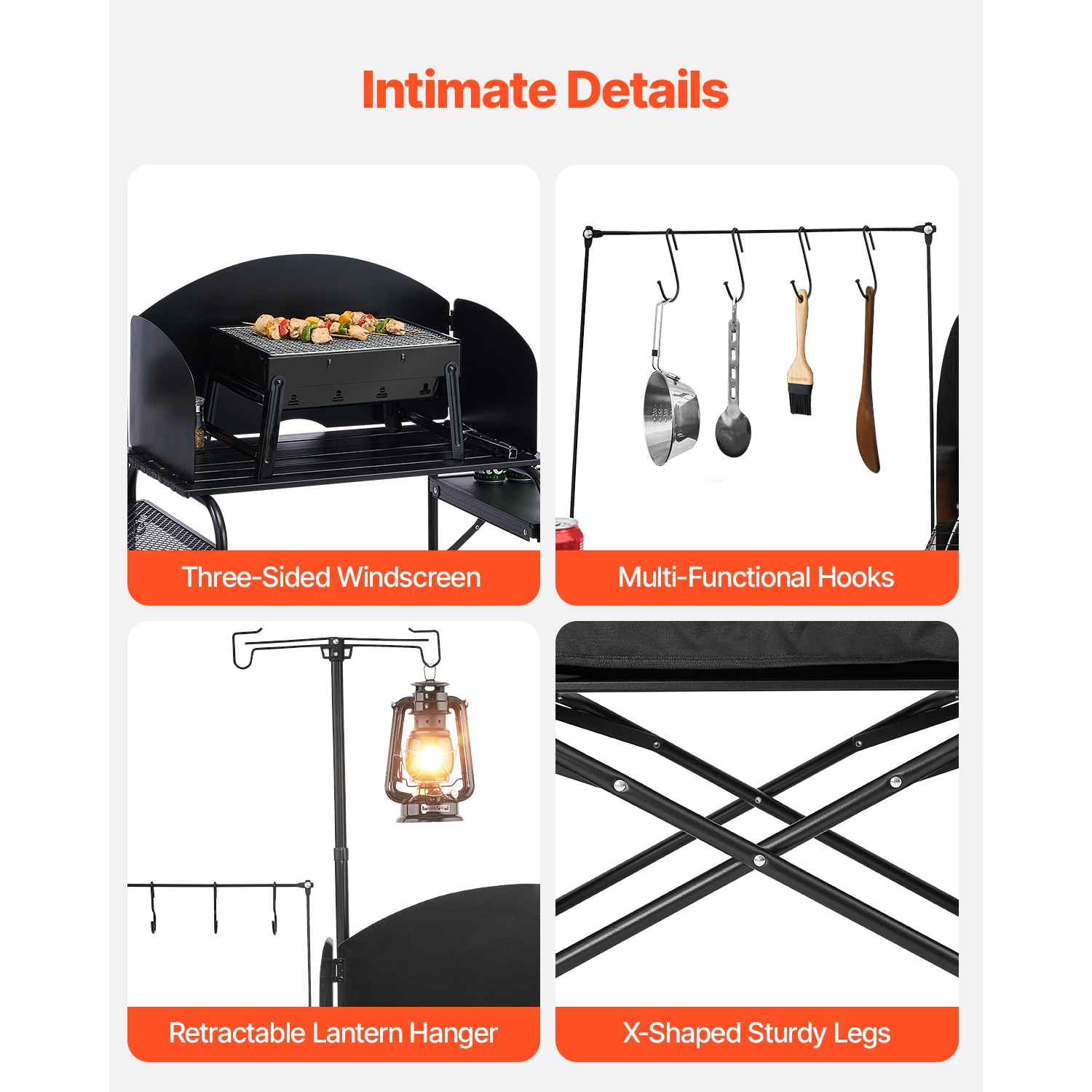 Camping Kitchen Table Portable Outdoor Cook Station Storage Windshield Aluminum_voghion.com